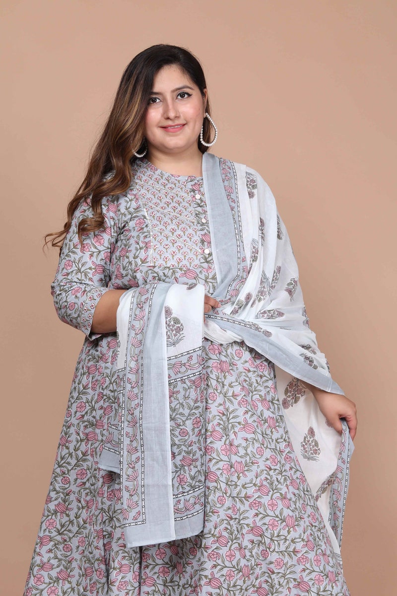Miravan Floral Anarkali Kurta & Dupatta Set for Women - Image 4